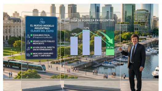 Gráfico de columnas sobre la evolución de la tasa de pobreza en Argentina